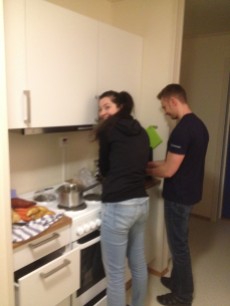 Making food with Martina and Andrei at UNIS guest house